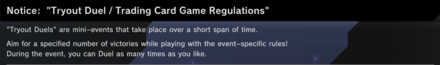 Master Duel - Tryout Duels TCG Rules Notice