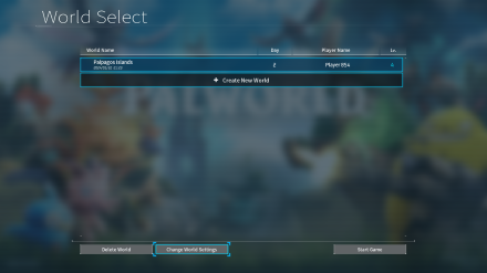 Change World Settings in Main Menu Palworld