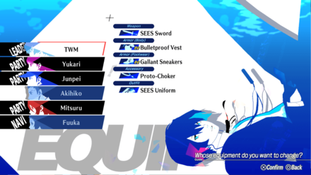 Persona 3 Reload - Change Party Equipment