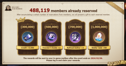 Honkai Star Rail - Welcome to The Reverie - Reservation Achievement Rewards