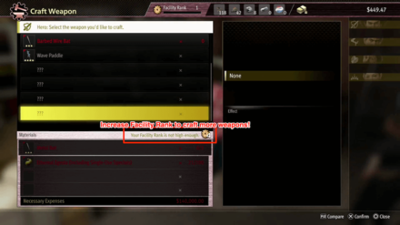 LAD IW - Increase Facility Rank to Craft More Weapons