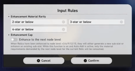 Honkai Star Rail - Quick Enhance Function for Relics