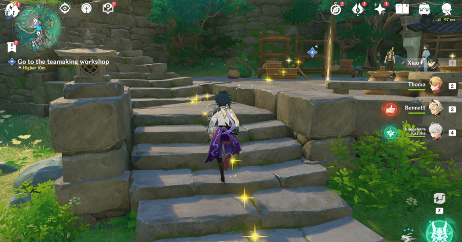 Genshin Impact Qiaoying of the Sacred Mountain Walkthrough - Go to the teamaking workshop