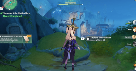 Genshin Impact Shrouded Vale, Hidden Hero Walkthrough - Investigate the ancient sword