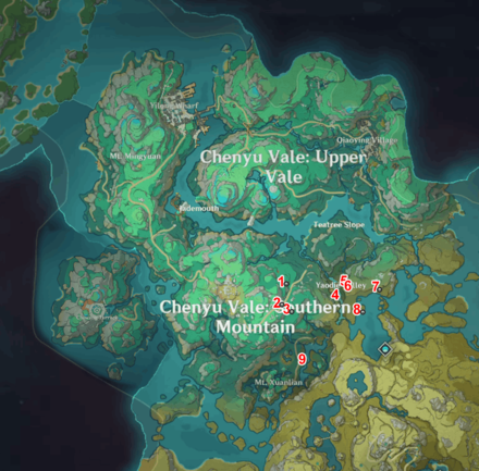 Genshin 4.4 Chenyu Vale Region Map - Glaze Lily