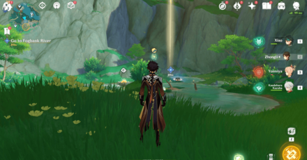 Genshin Impact An Ancient Sacrifice of Sacred Brocade Walkthrough - Go to Fogbank River