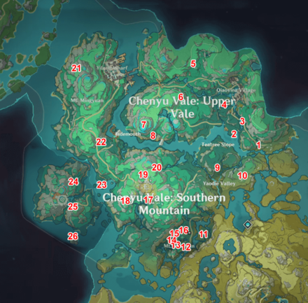 Genshin 4.4 Chenyu Vale Region Map - Sacred Simulacrum Locations