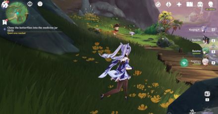 Genshin Impact Silently the Butterfly Crosses the Valley Walkthrough - How To Chase Butterfly #1 Into the Medicine Jar 1