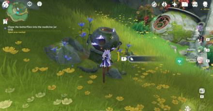 Genshin Impact Silently the Butterfly Crosses the Valley Walkthrough - How To Chase Butterfly #2 Into the Medicine Jar 1