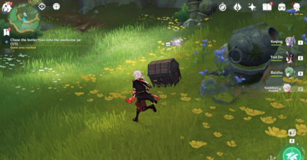 Genshin Impact Silently the Butterfly Crosses the Valley Walkthrough - How To Chase Butterfly #2 Into the Medicine Jar 1