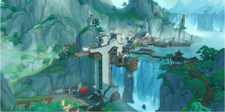Genshin - Chenyu Vale Viewpoint - The Clouds Cascade Around the Wharf