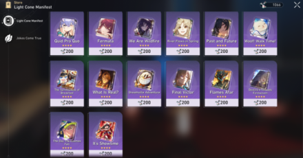 Honkai Star Rail - Light Cone Manifest Store