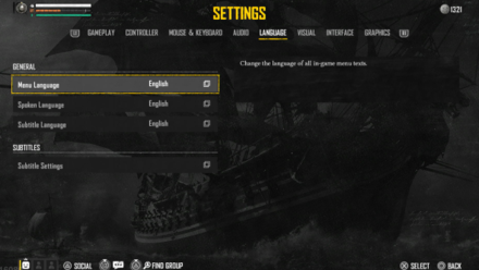 Skull and Bones Language Settings In Game