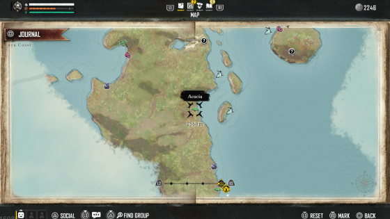 Skull and Bones Acacia Node Marked on the Map