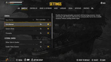 Skull and Bones - Turn On Auto Harvest