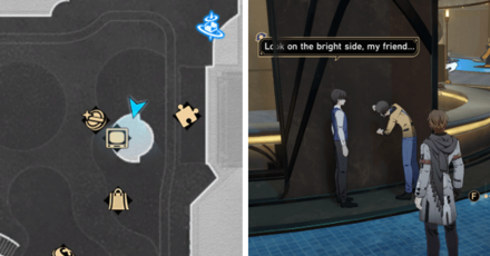 Honkai Star Rail - Calm Gear Location - Man Feeling Sick by the Aideen Park Bar in Golden Hour