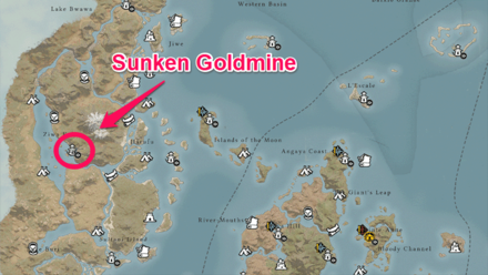 Skull and Bones - Sunken Goldmine Map Location