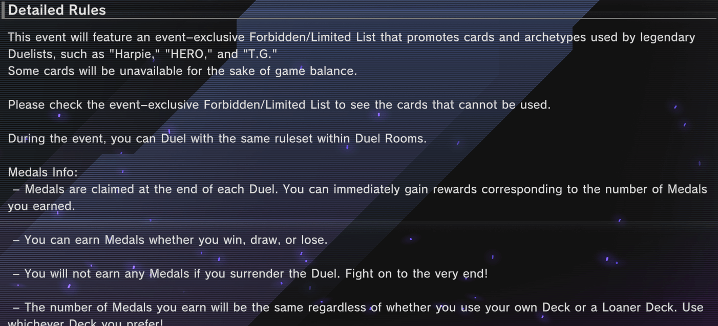 Master Duel - Legend Anthology - Acceleration Event Rules