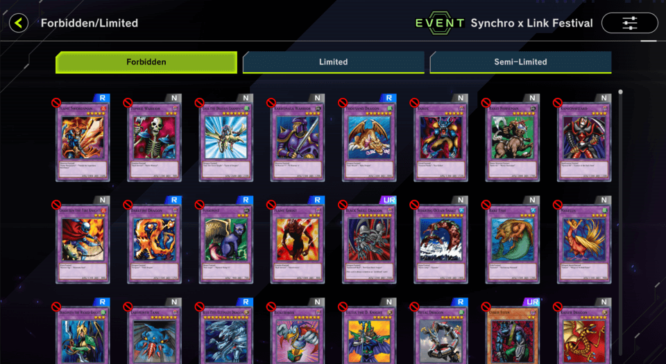 Master Duel - Synchro x Link Festival Banlist
