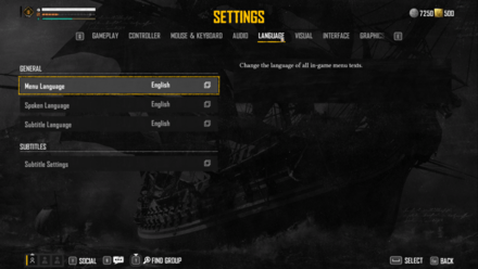 Skull and Bones - Language Settings