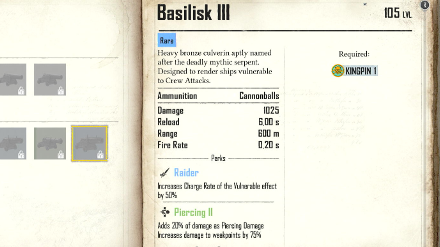 Skull and Bones Basilisk III Weapon Rarity