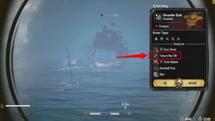 Skull and Bones Treasure Map From Spyglass