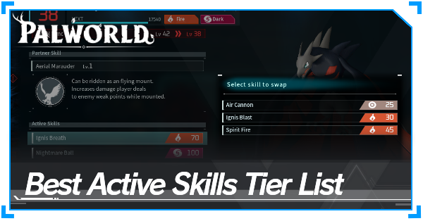 Palworld - Best Active Skills Tier List
