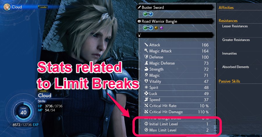 FF7 Rebirth - Initial and Max Limit Level