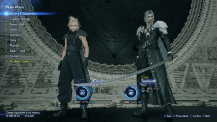 FF7 Rebirth - Materia and Equipment Menu