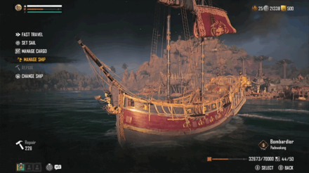 Skull and Bones - Change Ship to Bombardier