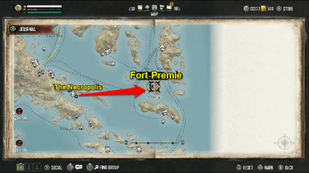 Skull and Bones - Grave News Fort Premie location