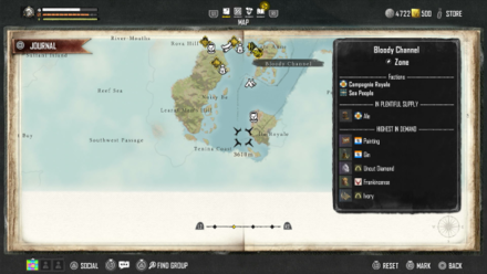 Skull and Bones Region Information on Map
