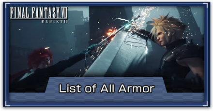Final Fantasy 7 Rebirth - List of All Armor
