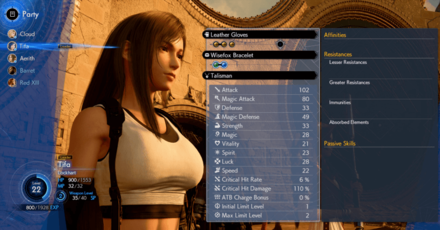 FF7 Rebirth - Vitality Stat Guide - Tifa Stats