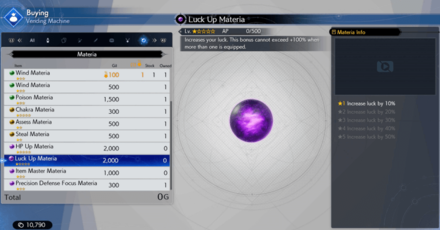 FF7 Rebirth - Luck Stat Guide - Luck Up Materia