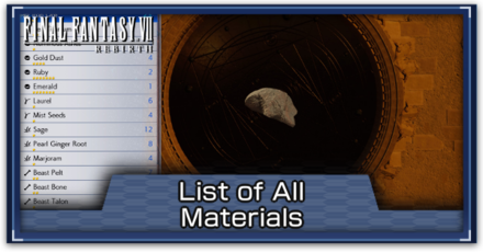 FF7 Rebirth Crafting Material Locations