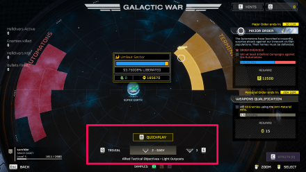 Helldivers 2 - Difficulty Settings Galactic War Menu