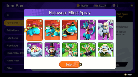Pokemon UNITE - Holowear Effect Spray Holowear Selection.png