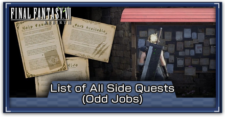 FF7 Rebirth - List of All Side Quests