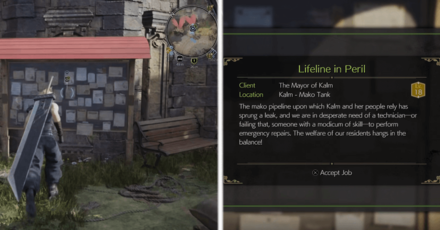 FF7 Rebirth - Accept job in the Kalm noticeboard