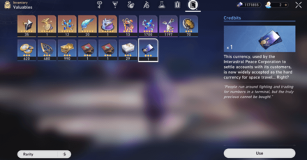 Honkai Star Rail - Credbits in the Inventory