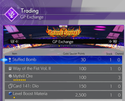 FF7 Rebirth What to Spend GP On and All Gold Saucer Items - Battle Square