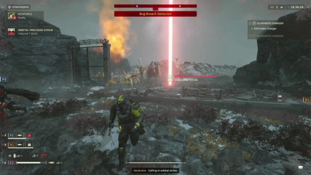 Helldivers 2 - Use Orbital Precision Strike on Charger