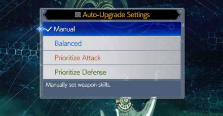 FF7 Rebirth -  Weapon Upgrades Auto-Upgrade Settings