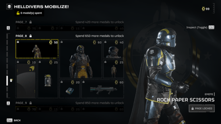 Helldivers 2 - Rock Paper Scissors Emote Warbond