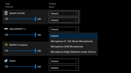 Helldivers 2 - Switch input in Sound Mixer Options
