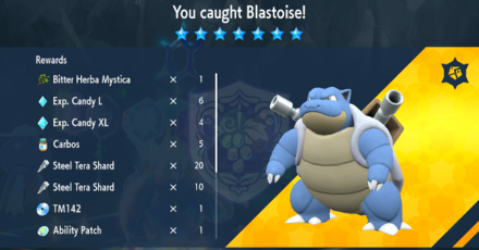 Pokemon SV The Indigo Disk DLC - Blastoise Raid Rewards