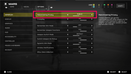 Helldivers 2 - Change Matchmaking Privacy