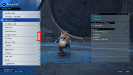 FF7 Rebirth - Enemy Intel Screen