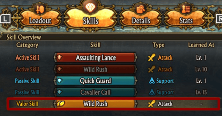 Unicorn Overlord - Wild Rush Valor Skill